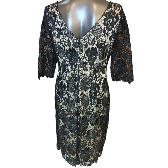 NWT ELIZA J Womens 10 Black Back Zip Lace Overlay Sheath Special Occasion Dress - Picture 2 of 5